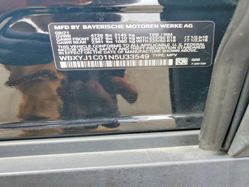 65731206 :رقم المزاد ، WBXYJ1C01N5U33549 vin ، 2022 Bmw X2 مزاد بيع