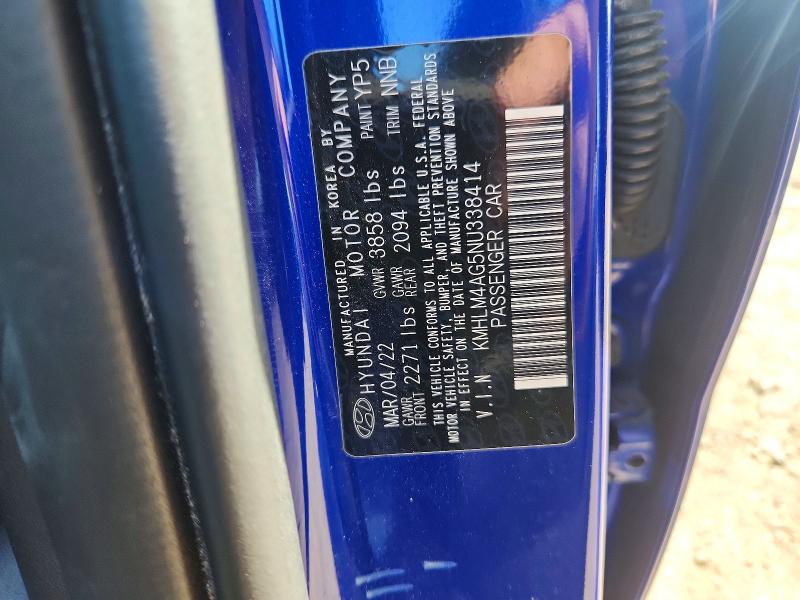 Aukcja sprzedaży 2022 Hyundai Elantra, vin: KMHLM4AG5NU338414, numer aukcji: 63487296