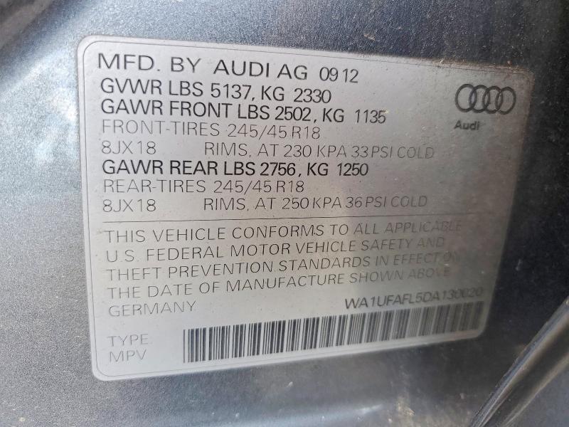 Aukcja sprzedaży 2013 Audi Allroad, vin: WA1UFAFL5DA130020, numer aukcji: 65708426