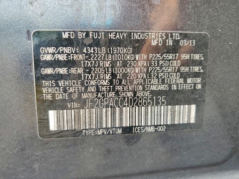 2013 Subaru Xv Crosstrek მანქანა იყიდება აუქციონზე, vin: JF2GPACC4D2865135, აუქციონის ნომერი: 64092606