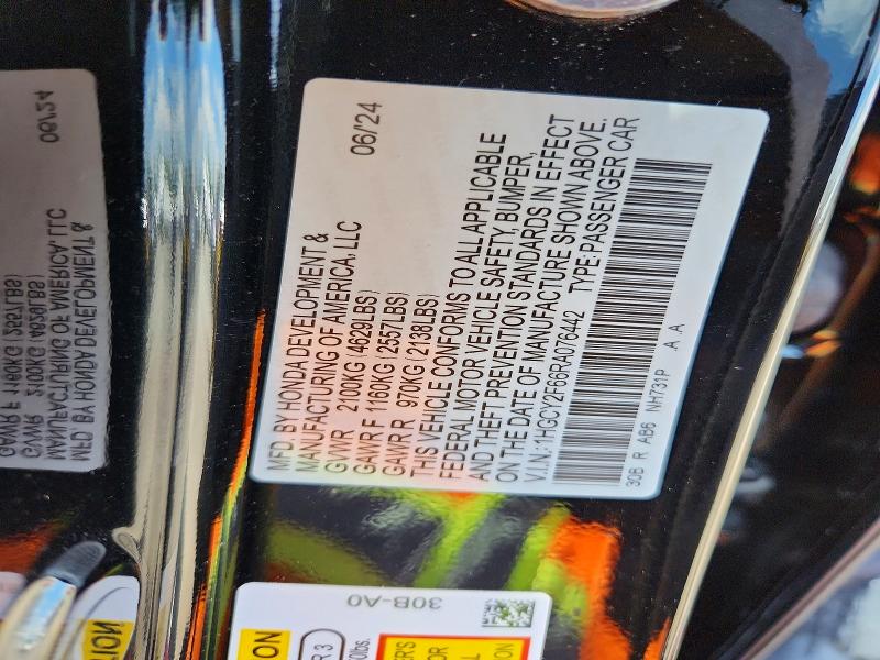 2024 Honda Accord მანქანა იყიდება აუქციონზე, vin: 1HGCY2F66RA076442, აუქციონის ნომერი: 66121836