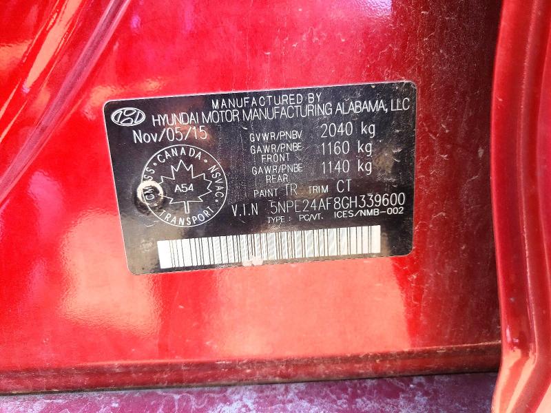 62680766 :رقم المزاد ، 5NPE24AF8GH339600 vin ، 2016 Hyundai Sonata مزاد بيع
