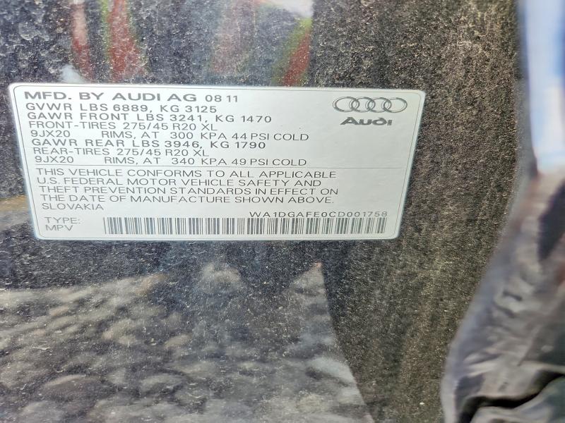 Продажа на аукционе авто 2012 Audi Q7, vin: WA1DGAFE0CD001758, номер лота: 64986176