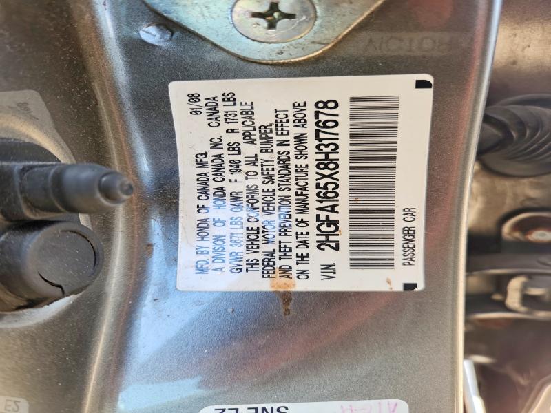 Aukcja sprzedaży 2008 Honda Civic, vin: 2HGFA165X8H317678, numer aukcji: 66425176