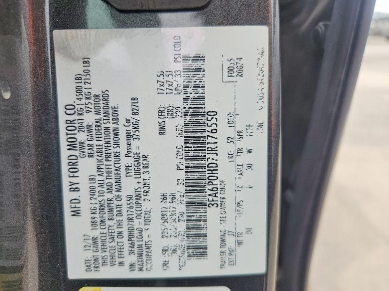 Aukcja sprzedaży 2018 Ford Fusion, vin: 3FA6P0HD7JR176550, numer aukcji: 66547806