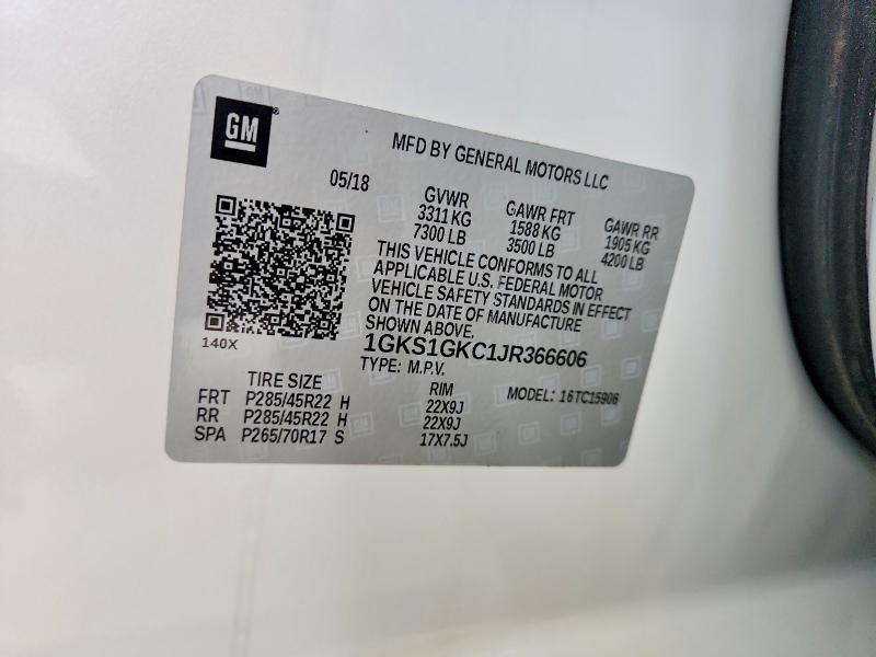 Aukcja sprzedaży 2018 Gmc Yukon Xl, vin: 1GKS1GKC1JR366606, numer aukcji: 64305646