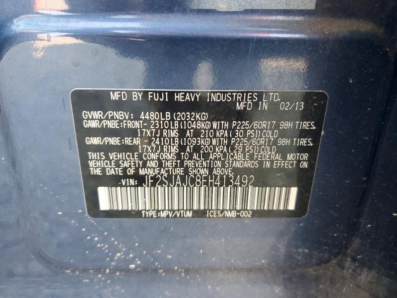 Продаж на аукціоні авто 2014 Subaru Forester, vin: JF2SJAJC8EH413492, номер лоту: 63716726