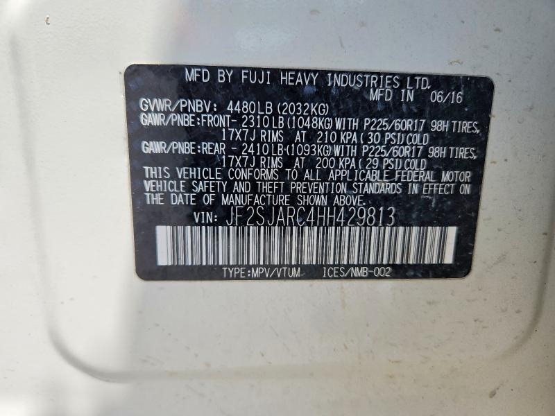 65188406 :رقم المزاد ، JF2SJARC4HH429813 vin ، 2017 Subaru Forester مزاد بيع