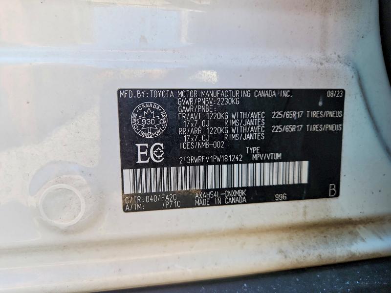 2023 Toyota Rav4 მანქანა იყიდება აუქციონზე, vin: 2T3RWRFV1PW181242, აუქციონის ნომერი: 66174396