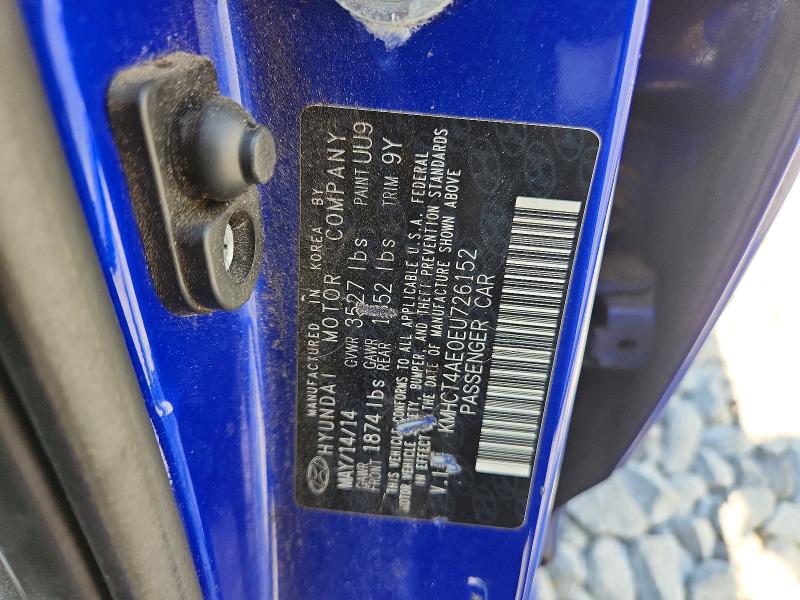 2014 Hyundai Accent მანქანა იყიდება აუქციონზე, vin: KMHCT4AE0EU726152, აუქციონის ნომერი: 65809556