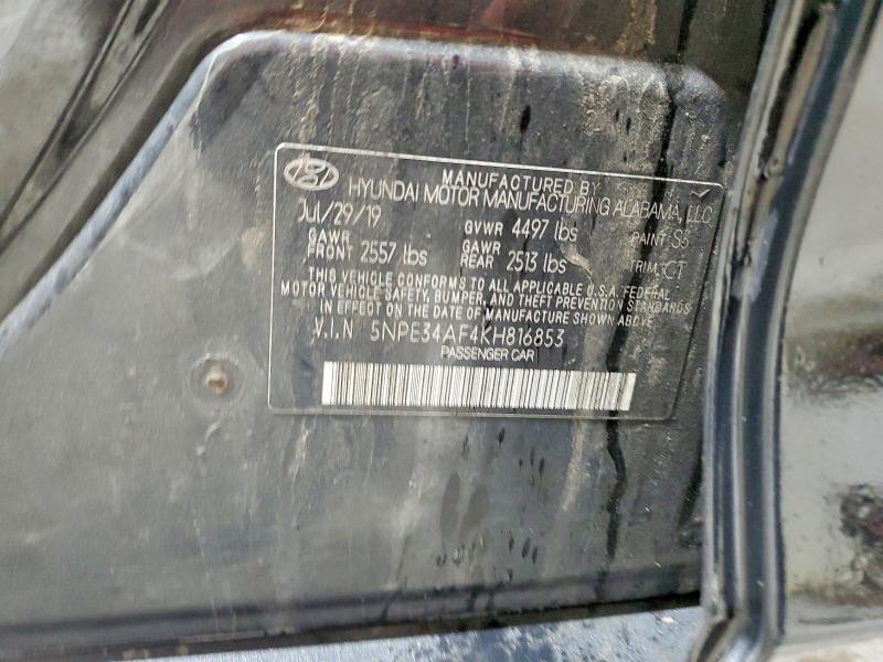 2019 Hyundai Sonata მანქანა იყიდება აუქციონზე, vin: 5NPE34AF4KH816853, აუქციონის ნომერი: 66697496