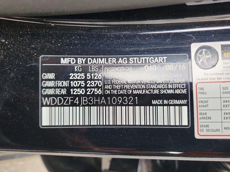 2017 Mercedes-benz E მანქანა იყიდება აუქციონზე, vin: WDDZF4JB3HA109321, აუქციონის ნომერი: 66779186