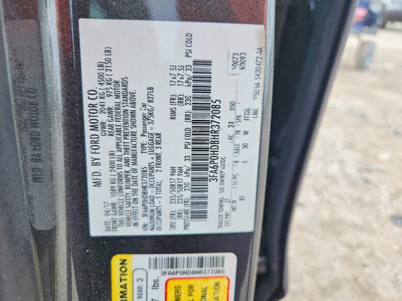 Aukcja sprzedaży 2017 Ford Fusion, vin: 3FA6P0HD8HR372085, numer aukcji: 64368346