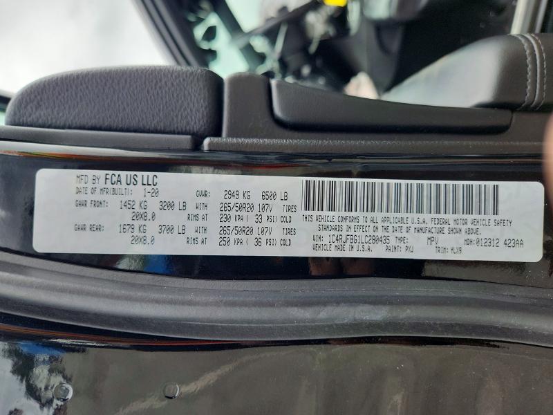 2020 Jeep Grand Cherokee მანქანა იყიდება აუქციონზე, vin: 1C4RJFBG1LC280435, აუქციონის ნომერი: 66261966