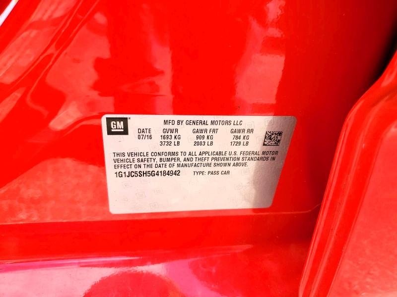 Aukcja sprzedaży 2016 Chevrolet Sonic, vin: 1G1JC5SH5G4184942, numer aukcji: 64568496