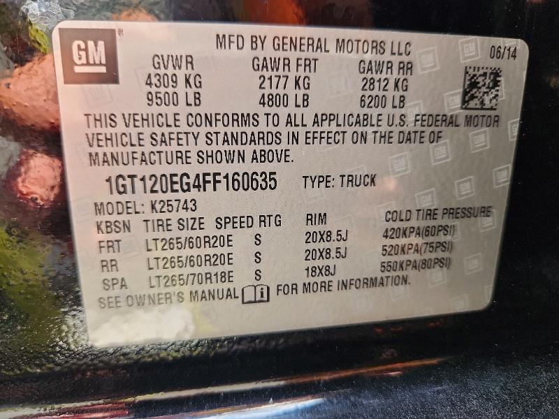 Продаж на аукціоні авто 2015 Gmc Sierra, vin: 1GT120EG4FF160635, номер лоту: 67012586