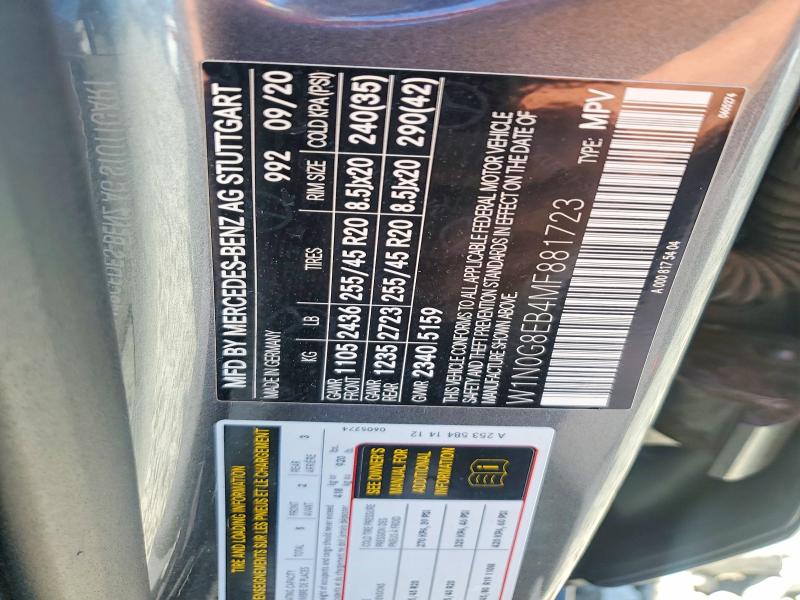 66391586 :رقم المزاد ، W1N0G8EB4MF881723 vin ، 2021 Mercedes-benz Glc مزاد بيع