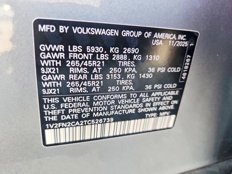 Aukcja sprzedaży 2026 Volkswagen Atlas, vin: 1V2FN2CA2TC526739, numer aukcji: 65098836