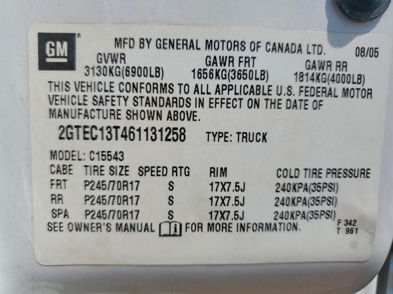 Aukcja sprzedaży 2006 Gmc New Sierra, vin: 2GTEC13T461131258, numer aukcji: 63967106