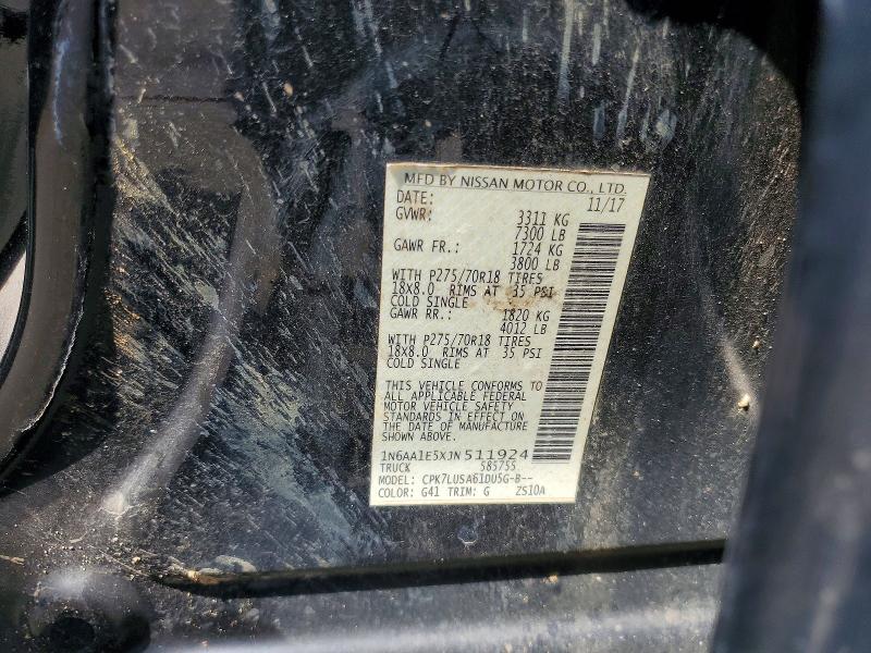 Продажа на аукционе авто 2018 Nissan Titan, vin: 1N6AA1E5XJN511924, номер лота: 65226496