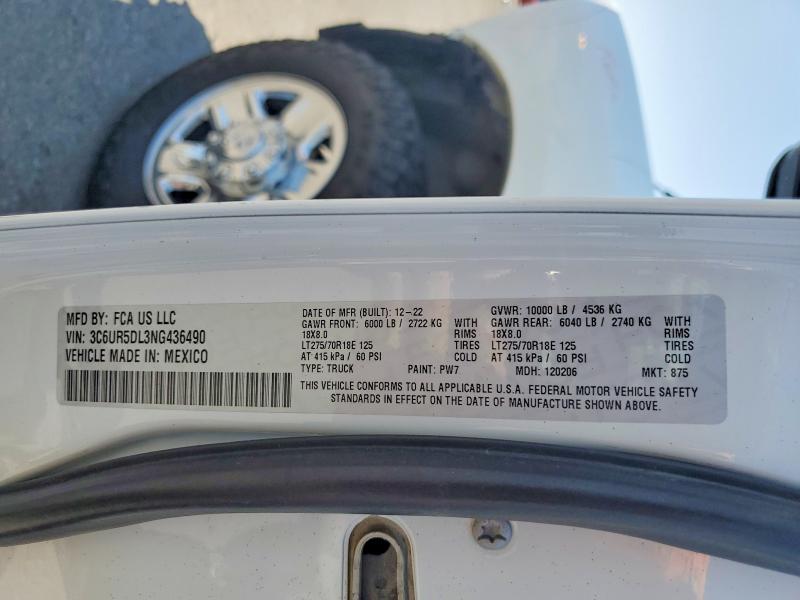 Продажа на аукционе авто 2022 Ram 2500, vin: 3C6UR5DL3NG436490, номер лота: 63769526