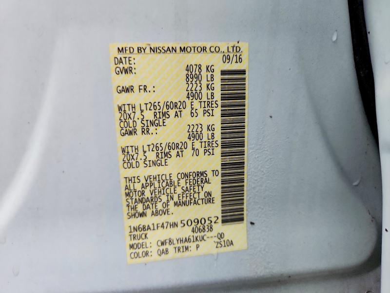 Продаж на аукціоні авто 2017 Nissan Titan Xd, vin: 1N6BA1F47HN509052, номер лоту: 65648956