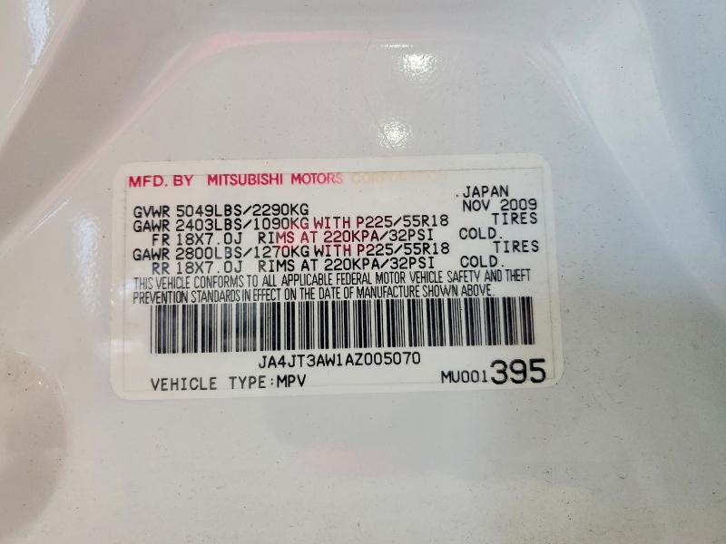 Продажа на аукционе авто 2010 Mitsubishi Outlander, vin: JA4JT3AW1AZ005070, номер лота: 62963456