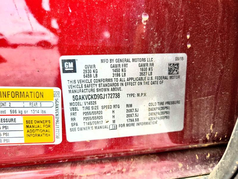 Aukcja sprzedaży 2016 Buick Enclave, vin: 5GAKVCKD9GJ172738, numer aukcji: 61975546