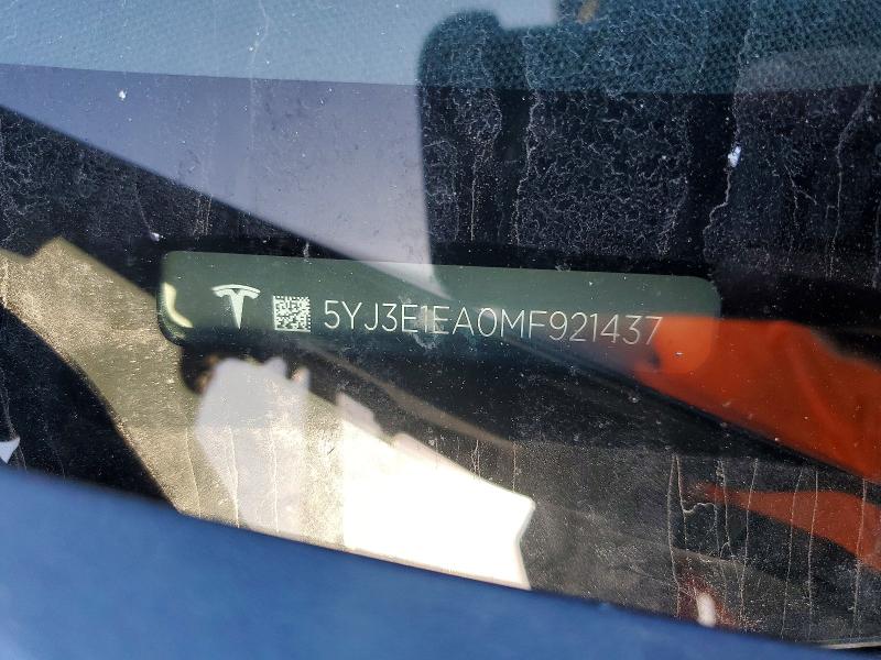Aukcja sprzedaży 2021 Tesla Model 3, vin: 5YJ3E1EA0MF921437, numer aukcji: 63601896