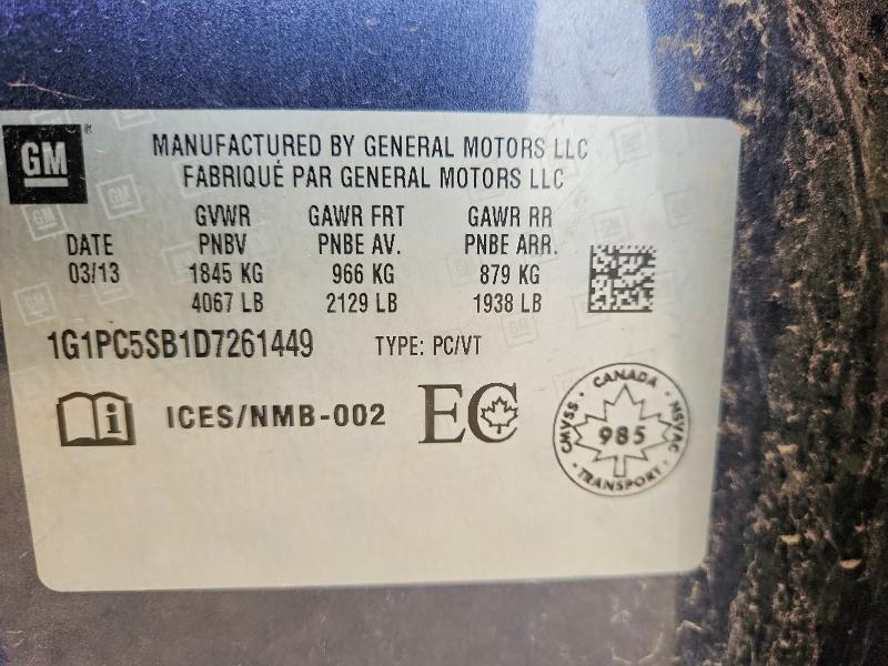 Auction sale of the 2013 Chevrolet Cruze, vin: 1G1PC5SB1D7261449, lot number: 63517456