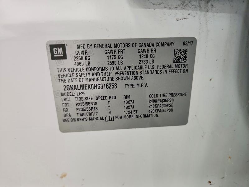 Продаж на аукціоні авто 2017 Gmc Terrain, vin: 2GKALMEK0H6316258, номер лоту: 65857906