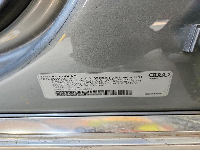 66449586 :رقم المزاد ، WAUR2AFD7DN014839 vin ، 2013 Audi A8 مزاد بيع