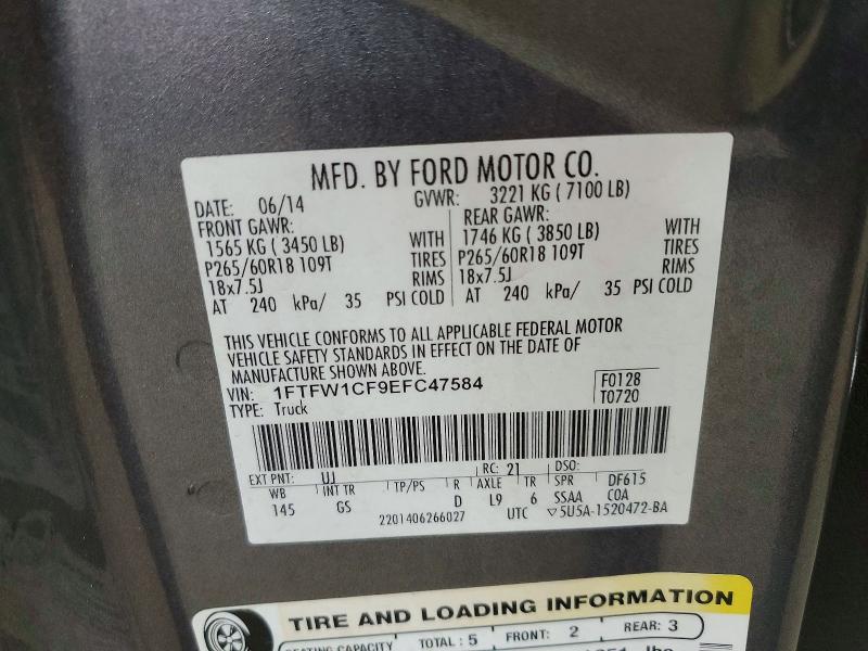 Aukcja sprzedaży 2014 Ford F150, vin: 1FTFW1CF9EFC47584, numer aukcji: 66059986