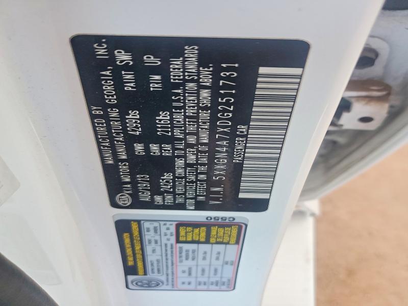 65051116 :رقم المزاد ، 5XXGN4A7XDG251731 vin ، 2013 Kia Optima مزاد بيع