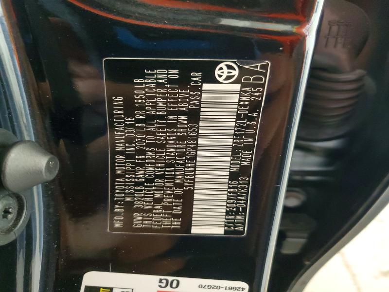 2016 Toyota Corolla მანქანა იყიდება აუქციონზე, vin: 5YFBURHE1GP481653, აუქციონის ნომერი: 63415066
