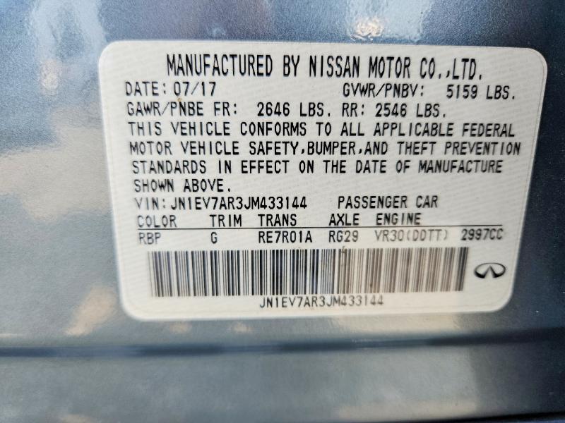 63142026 :رقم المزاد ، JN1EV7AR3JM433144 vin ، 2018 Infiniti Q50 مزاد بيع