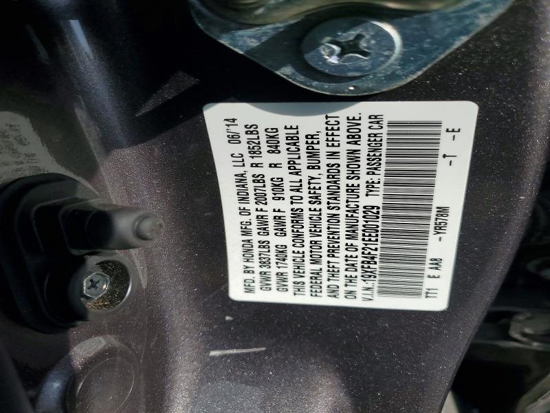 65079796 :رقم المزاد ، 19XFB4F21EE001029 vin ، 2014 Honda Civic مزاد بيع