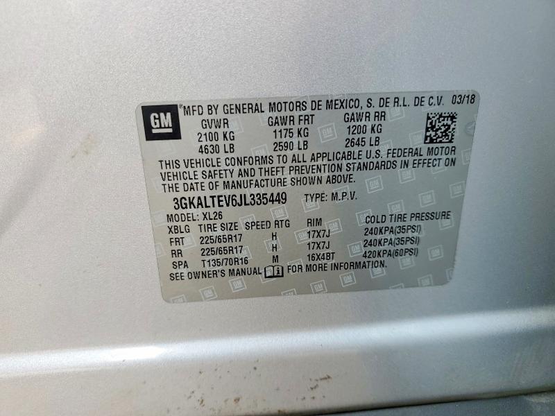 Aukcja sprzedaży 2018 Gmc Terrain, vin: 3GKALTEV6JL335449, numer aukcji: 65107126
