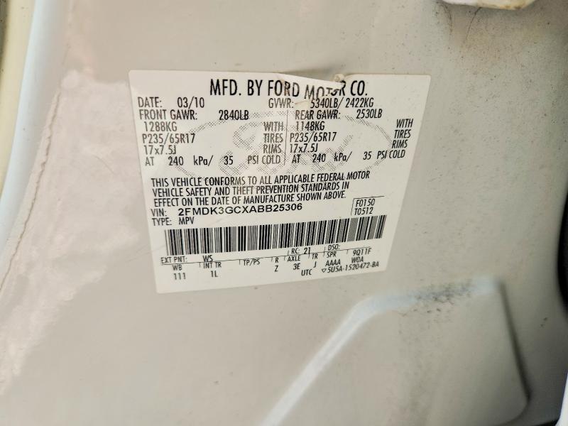 64287786 :رقم المزاد ، 2FMDK3GCXABB25306 vin ، 2010 Ford Edge مزاد بيع