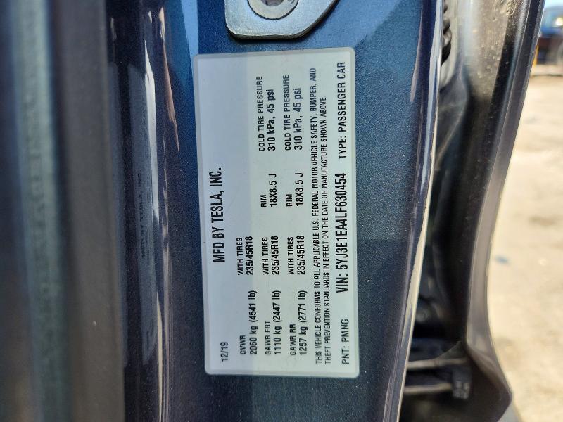 Продаж на аукціоні авто 2020 Tesla Model 3, vin: 5YJ3E1EA4LF630454, номер лоту: 62880556