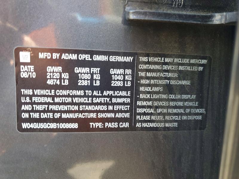 2011 Buick Regal მანქანა იყიდება აუქციონზე, vin: W04GU5GC9B1008668, აუქციონის ნომერი: 65627496