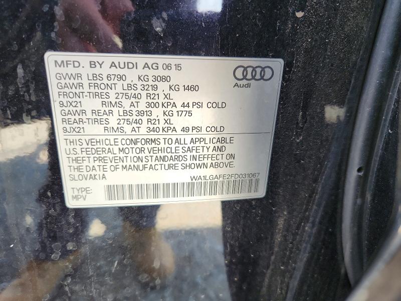 Aukcja sprzedaży 2015 Audi Q7, vin: WA1LGAFE2FD031067, numer aukcji: 63777626