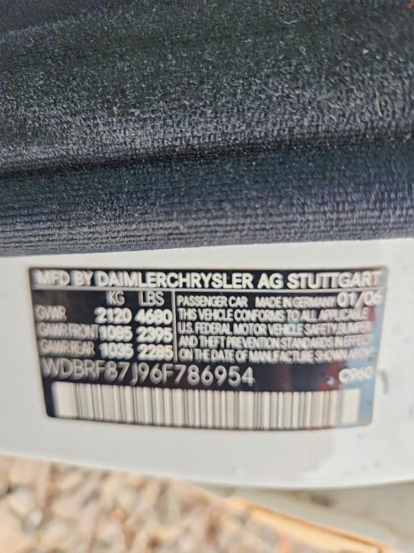 64662676 :رقم المزاد ، WDBRF87J96F786954 vin ، 2006 Mercedes-benz C مزاد بيع