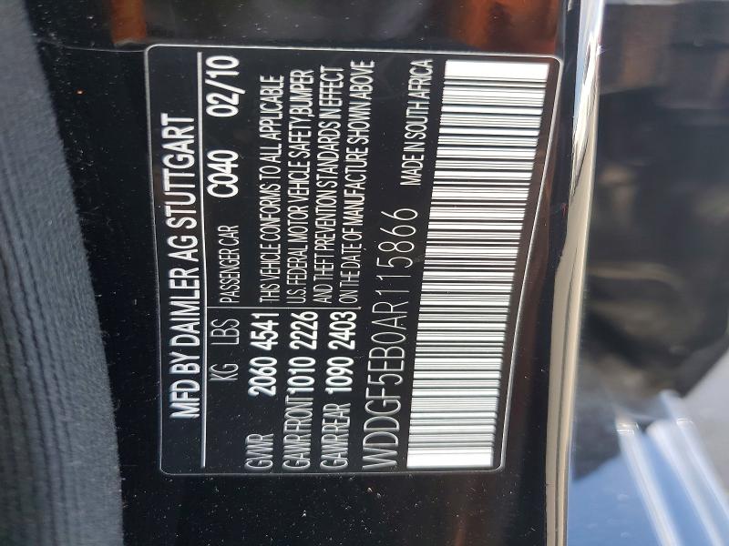 65566226 :رقم المزاد ، WDDGF5EB0AR115866 vin ، 2010 Mercedes-benz C مزاد بيع