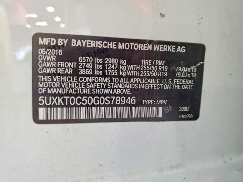 67021956 :رقم المزاد ، 5UXKT0C50G0S78946 vin ، 2016 Bmw X5 مزاد بيع