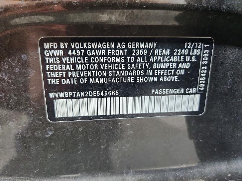 Aukcja sprzedaży 2013 Volkswagen Cc, vin: WVWBP7AN2DE545665, numer aukcji: 64259096