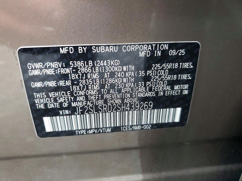 Продажа на аукционе авто 2025 Subaru Forester, vin: JF2SLSRD2SH439269, номер лота: 66638566