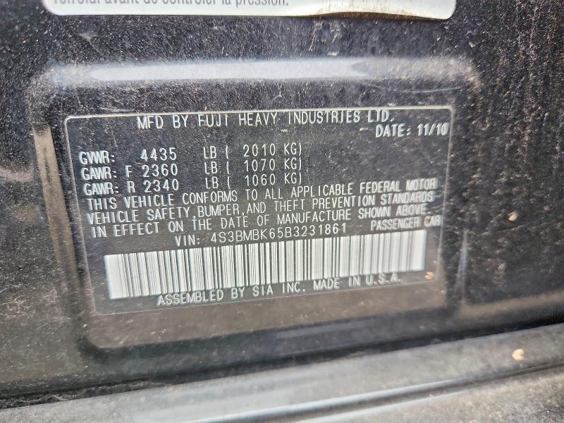 Aukcja sprzedaży 2011 Subaru Legacy, vin: 4S3BMBK65B3231861, numer aukcji: 65184016