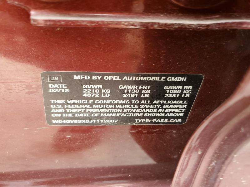 2018 Buick Regal Tourx მანქანა იყიდება აუქციონზე, vin: W04GV8SX6J1112607, აუქციონის ნომერი: 64386316