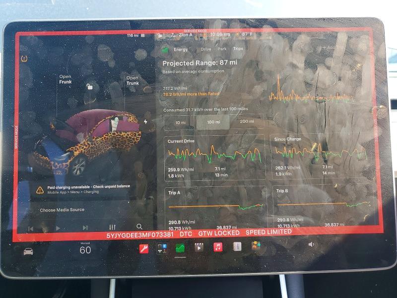 Продажа на аукционе авто 2021 Tesla Model Y, vin: 5YJYGDEE3MF073381, номер лота: 64470796